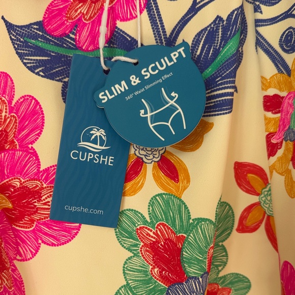 NWT Cupshe Vibrant Floral One Piece Swimsuit - Pink, Blue, and Orange - Picture 7 of 8